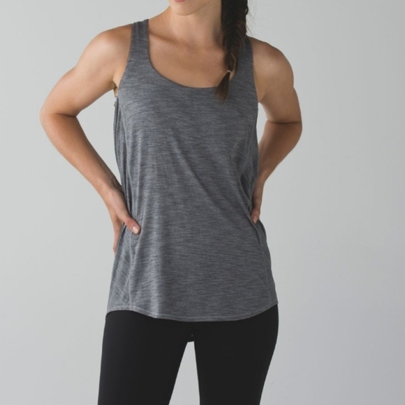 Lululemon Wild Tank Open Crossback Heathered Gray / Neon Yellow Size 6 - Picture 2 of 13